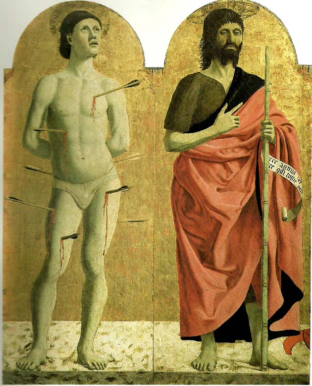 Piero della Francesca sts sebastian and john the baptist from the polyptych of the misericordia